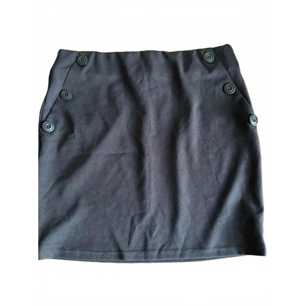 seduction black mini skirt w/ sewn-on buttons – size small